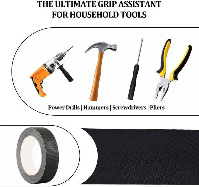 Alt view image 4 of 6 - Rubber Grip Tape Non-Slip Adhesive Grip Tape for Tools, Mouse, Game Controller, Bathroom Handles, Waterproof Anti Slip Tape, Self-Adhesive Safety Surfacing (1 Inch x 16.4Ft, Black)