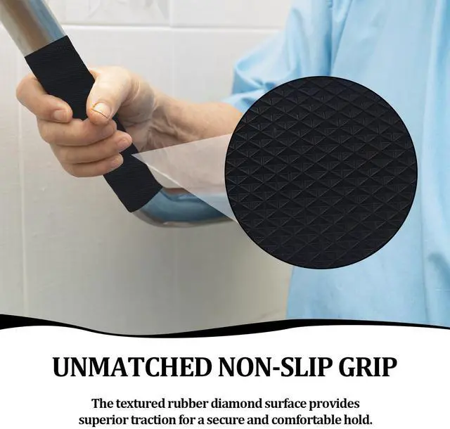 Alt view image 3 of 6 - Rubber Grip Tape Non-Slip Adhesive Grip Tape for Tools, Mouse, Game Controller, Bathroom Handles, Waterproof Anti Slip Tape, Self-Adhesive Safety Surfacing (1 Inch x 16.4Ft, Black)