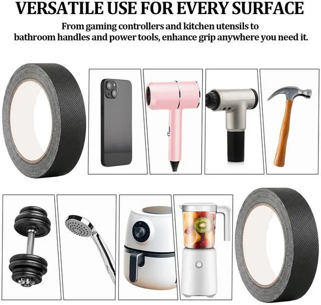 Alt view image 6 of 6 - Rubber Grip Tape Non-Slip Adhesive Grip Tape for Tools, Mouse, Game Controller, Bathroom Handles, Waterproof Anti Slip Tape, Self-Adhesive Safety Surfacing (1 Inch x 16.4Ft, Black)