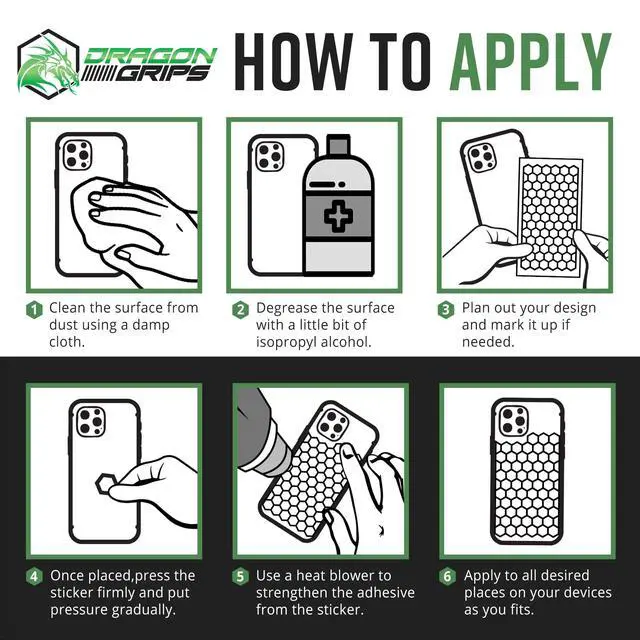 Alt view image 6 of 7 - Black Rubber Grip Tape - 84 Precut Hex Griptape Stickers (Pack of 2), Non-Slip Adhesive for Cell Phones, Controllers, Guns, and Mouse Grip Tape, Rubberized Durable Texture, Made in USA
