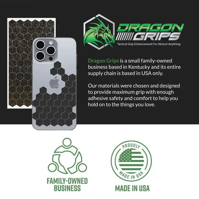 Alt view image 7 of 7 - Black Rubber Grip Tape - 84 Precut Hex Griptape Stickers (Pack of 2), Non-Slip Adhesive for Cell Phones, Controllers, Guns, and Mouse Grip Tape, Rubberized Durable Texture, Made in USA