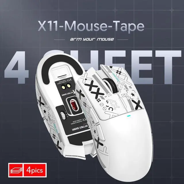 Alt view image 3 of 6 - Attack Shark Gaming Mouse Anti-Slip Grip Tape,Compatible with X11 Superlight Wireless pc Mouse,Sweat Resistant,Fine Feel,Cut to Fit,Cool Mouse Skins for Video Games/Office/Study(White)