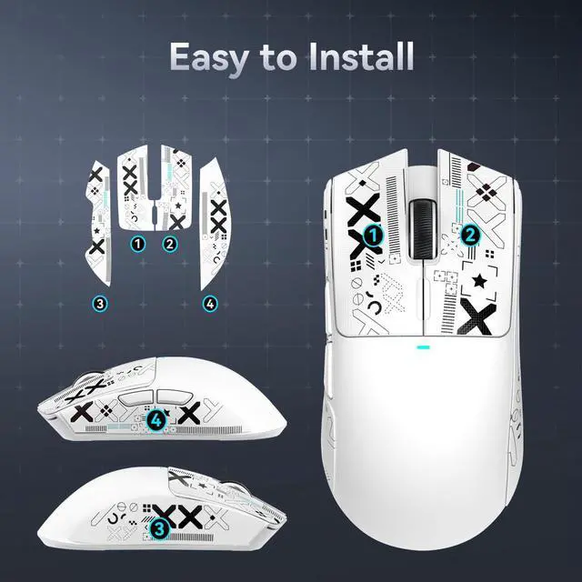 Alt view image 6 of 6 - Attack Shark Gaming Mouse Anti-Slip Grip Tape,Compatible with X11 Superlight Wireless pc Mouse,Sweat Resistant,Fine Feel,Cut to Fit,Cool Mouse Skins for Video Games/Office/Study(White)