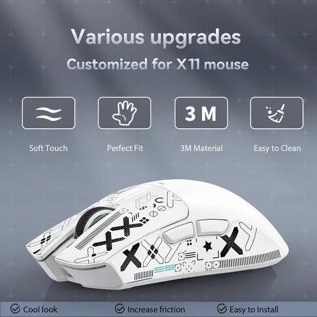 Alt view image 4 of 6 - Attack Shark Gaming Mouse Anti-Slip Grip Tape,Compatible with X11 Superlight Wireless pc Mouse,Sweat Resistant,Fine Feel,Cut to Fit,Cool Mouse Skins for Video Games/Office/Study(White)