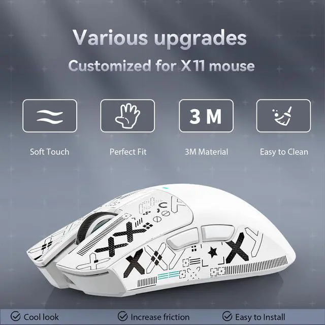 Alt view image 5 of 7 - Mouse Anti-Slip Grip Tape for Superlight Wireless Gaming Mice,Universal Fit, Sweat-Resistant, Elastic Side Grips, Effortless Application, Ultra-Thin Design (0.5mm/0.02in)- White