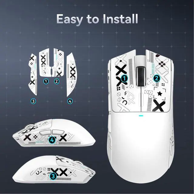 Alt view image 7 of 7 - Mouse Anti-Slip Grip Tape for Superlight Wireless Gaming Mice,Universal Fit, Sweat-Resistant, Elastic Side Grips, Effortless Application, Ultra-Thin Design (0.5mm/0.02in)- White