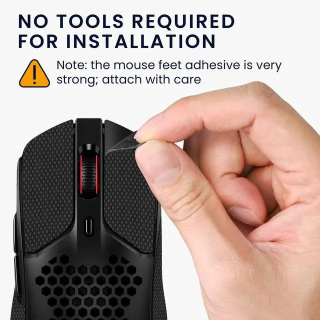 Alt view image 3 of 7 - Mouse Grip Tape Compatible with Kingston Pulsefire Haste 1 Grip Tape - Non-Slip Faux Leather - Black