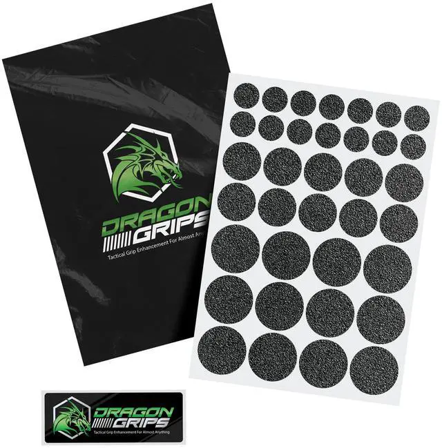 Main image of Circle Grip Stickers, 36 Pcs Black Rubber Grip Tape for Guns, Phone Cases, Mouse, Laptops, Controllers, and Tools, Multipurpose Rubber Stickers Non Slip, Waterproof, Made in USA
