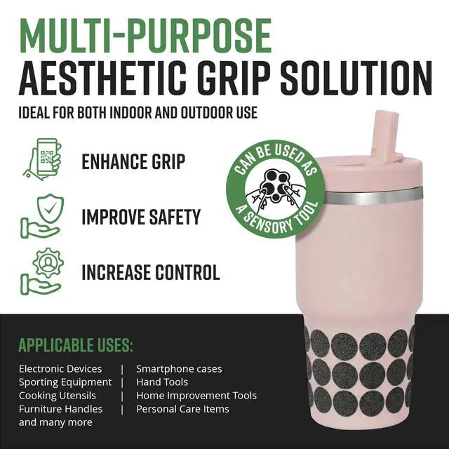 Alt view image 2 of 7 - Circle Grip Stickers, 36 Pcs Black Rubber Grip Tape for Guns, Phone Cases, Mouse, Laptops, Controllers, and Tools, Multipurpose Rubber Stickers Non Slip, Waterproof, Made in USA