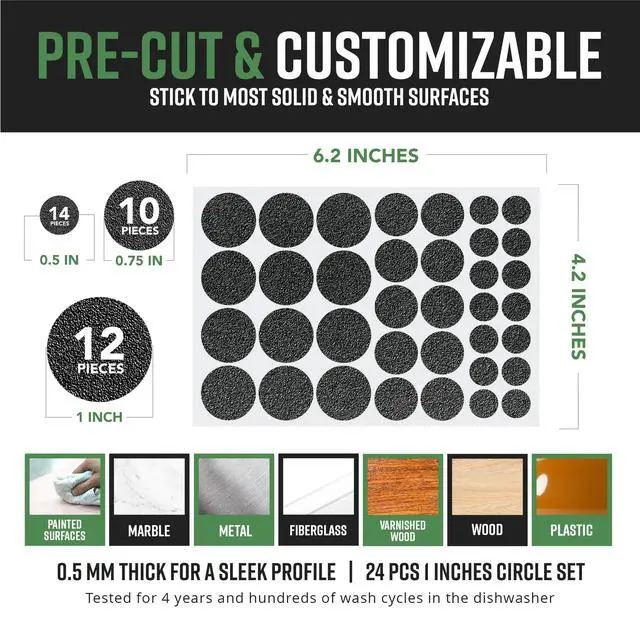 Alt view image 5 of 7 - Circle Grip Stickers, 36 Pcs Black Rubber Grip Tape for Guns, Phone Cases, Mouse, Laptops, Controllers, and Tools, Multipurpose Rubber Stickers Non Slip, Waterproof, Made in USA