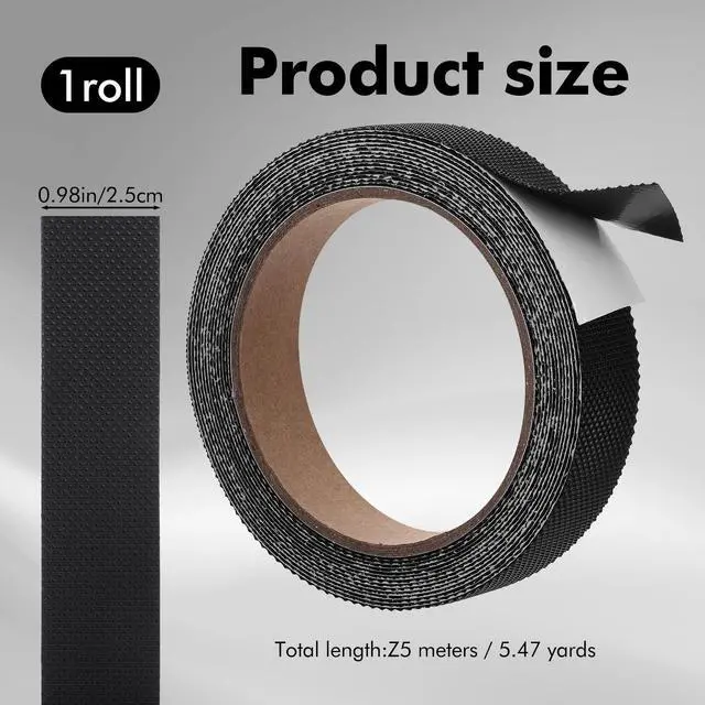 Alt view image 2 of 7 - Rubber Grip Tape Anti Slip Tape, Ultra-Thin Strong Adhesive Anti-Slip Waterproof Heat Resistant Wear-Resistant Cushion Pad, Making Handles or Contact Surfaces SaferBlack, 1In x 16Ft