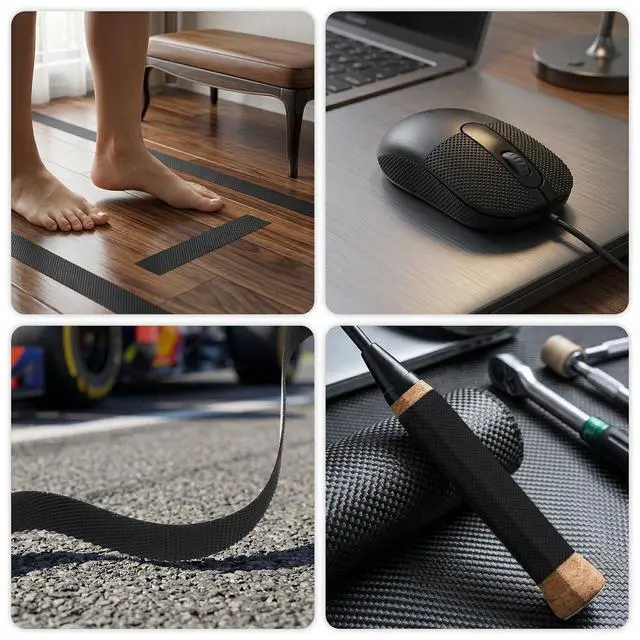 Alt view image 5 of 7 - Rubber Grip Tape Anti Slip Tape, Ultra-Thin Strong Adhesive Anti-Slip Waterproof Heat Resistant Wear-Resistant Cushion Pad, Making Handles or Contact Surfaces SaferBlack, 1In x 16Ft