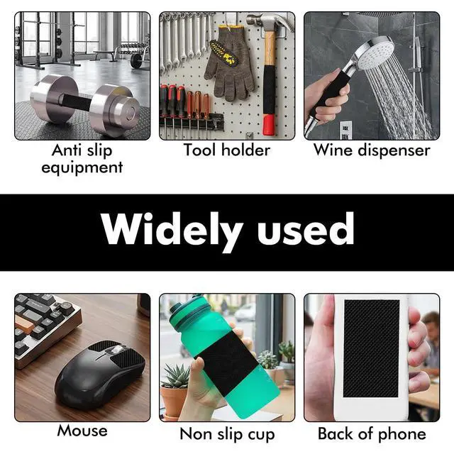 Alt view image 6 of 7 - Rubber Grip Tape Anti Slip Tape, Ultra-Thin Strong Adhesive Anti-Slip Waterproof Heat Resistant Wear-Resistant Cushion Pad, Making Handles or Contact Surfaces SaferBlack, 1In x 16Ft