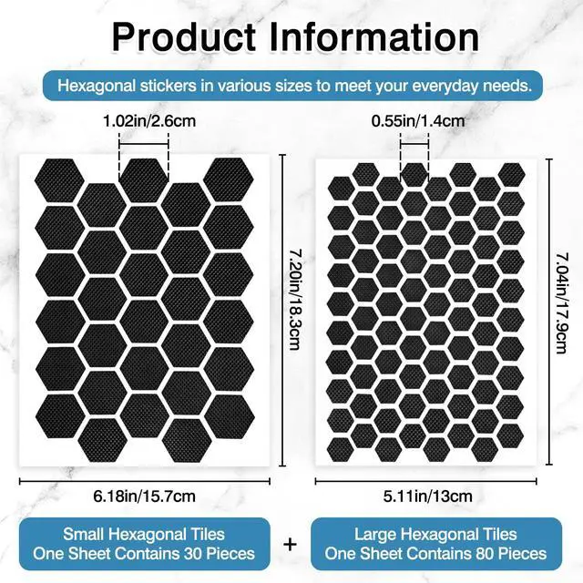 Alt view image 4 of 7 - 93-Piece Hexagon Rubber Grip Tape Set Black Non-Slip Rubberized Stickers for Phone Cases, Gaming Controllers, Mouse & More