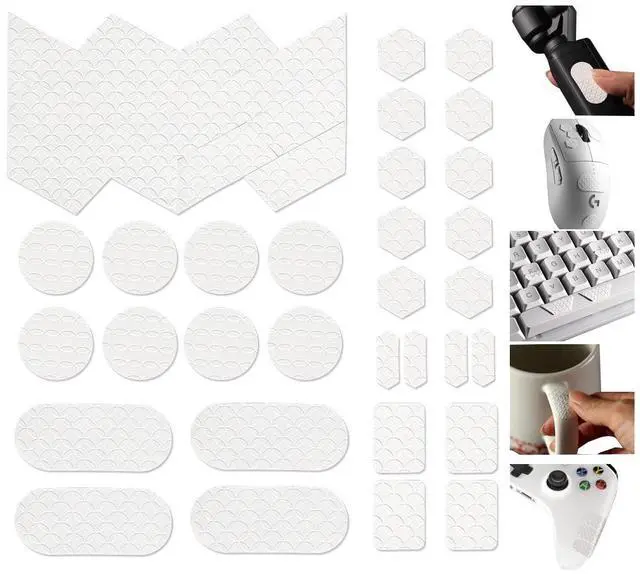 Main image of Pcs Universal Anti-Slip Grip Tape Pre-Cut Sweat-Absorbent Skins for Gaming Controllers Mouse Phone Keyboard DIY Smooth Surfaces White Durable 3M Adhesive
