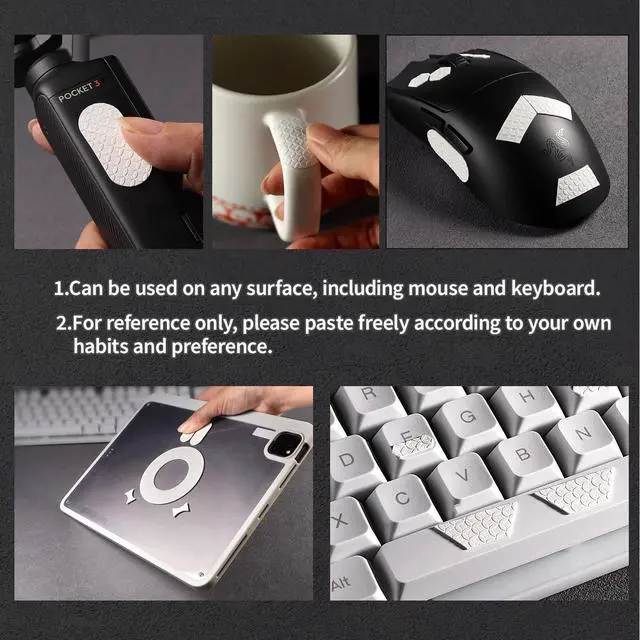Alt view image 4 of 6 - Pcs Universal Anti-Slip Grip Tape Pre-Cut Sweat-Absorbent Skins for Gaming Controllers Mouse Phone Keyboard DIY Smooth Surfaces White Durable 3M Adhesive