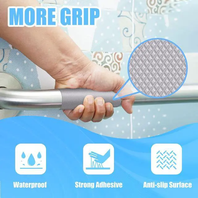 Alt view image 3 of 6 - Rubber Grip Tape, Ultra-Thin Strong Adhesive Anti-Slip Waterproof Heat Resistant Wear-Resistant Cushion Pad, Making Handles or Contact Surfaces Safer, with Grip and Comfort (Gray, 1In x 10Ft)