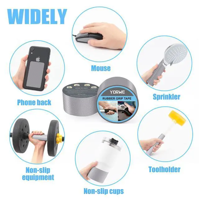 Alt view image 6 of 6 - Rubber Grip Tape, Ultra-Thin Strong Adhesive Anti-Slip Waterproof Heat Resistant Wear-Resistant Cushion Pad, Making Handles or Contact Surfaces Safer, with Grip and Comfort (Gray, 1In x 10Ft)