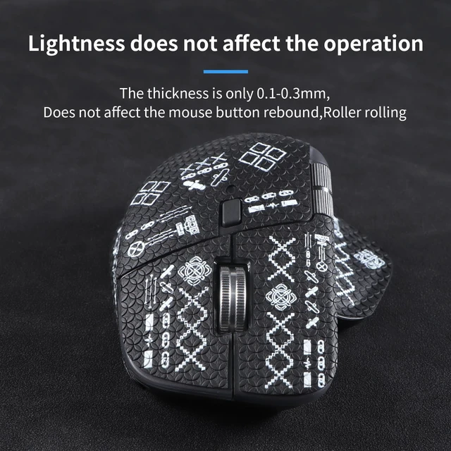 Alt view image 2 of 6 - Mouse Grip Tape for Logitech MX Master 4 Wireless Mouse, Anti-Slip Sweat-Resistant Pre-Cut Skin, 0.8mm Ultra-Thin Self-Adhesive Sticker for Gaming & Office (Printing Pattern)