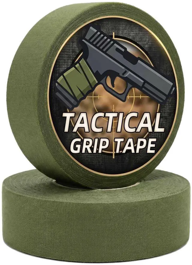 Main image of Gun Grip Tape, Non-Reflective, No Residue Goon Grip Tactical Tape for Pistol, Handgun, Rifle, Sports, Tool, Pull Up Bars, Handles, Bats, Rackets, Gym Equipment, Handrails (OD Green)