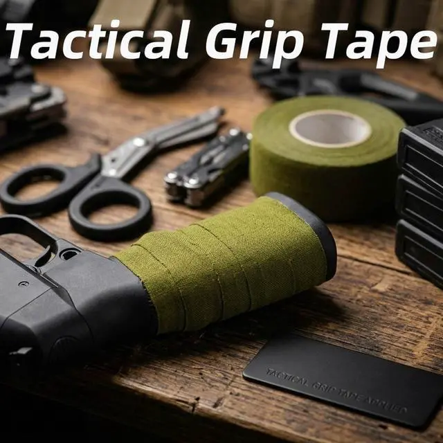 Alt view image 4 of 7 - Gun Grip Tape, Non-Reflective, No Residue Goon Grip Tactical Tape for Pistol, Handgun, Rifle, Sports, Tool, Pull Up Bars, Handles, Bats, Rackets, Gym Equipment, Handrails (OD Green)