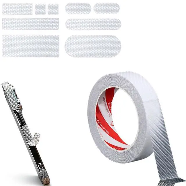 Main image of Phone Case Grip Tape Non-Slip Rubber Grips Tape Strips Adhesive Sticker Patches for iPhone Case Back iPad Tablet Frame Cases Laptop Surface Gaming Controller Mouse DSLR Camera TV Remote Control