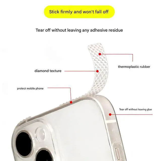 Alt view image 2 of 7 - Phone Case Grip Tape Non-Slip Rubber Grips Tape Strips Adhesive Sticker Patches for iPhone Case Back iPad Tablet Frame Cases Laptop Surface Gaming Controller Mouse DSLR Camera TV Remote Control