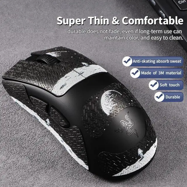 Alt view image 3 of 6 - Mouse Grip Tape Sticker for Razer DeathAdder V3 HyperSpeed Mouse Anti Slip Skin Self-Adhesive,Pre-Cut,Sweat-Resistant Game Mouse Accessories(Earth Pattern)