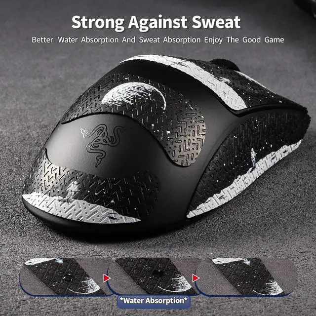 Alt view image 4 of 6 - Mouse Grip Tape Sticker for Razer DeathAdder V3 HyperSpeed Mouse Anti Slip Skin Self-Adhesive,Pre-Cut,Sweat-Resistant Game Mouse Accessories(Earth Pattern)