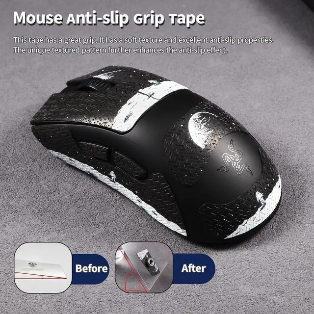 Alt view image 5 of 6 - Mouse Grip Tape Sticker for Razer DeathAdder V3 HyperSpeed Mouse Anti Slip Skin Self-Adhesive,Pre-Cut,Sweat-Resistant Game Mouse Accessories(Earth Pattern)
