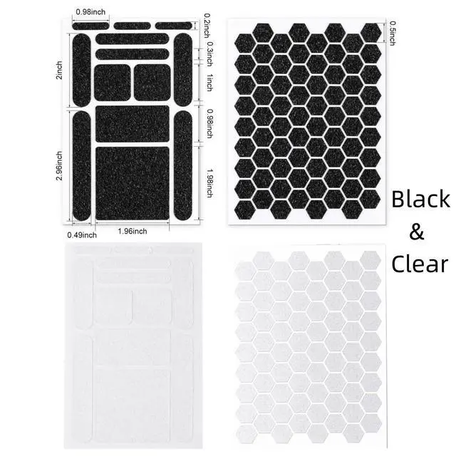 Alt view image 2 of 7 - 4Pack Phone Grip Tape, Finger Grip Stickers Decal Waterproof Pre-Cut Non Slip Kit Adhesive Traction for Cell Phone Cases, Handles, Tools (Clear&Black)