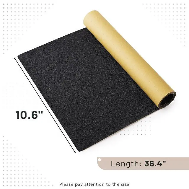 Alt view image 2 of 5 - Black Skateboard Grip Tape, 10.6"x36.4", Tear-Proof