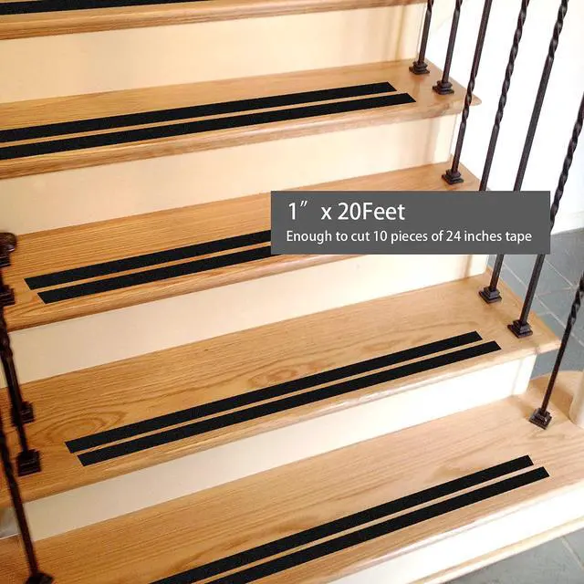Alt view image 4 of 7 - Heavy Duty Anti Slip Tape 80 Grit Non Slip for Stairs Outdoor/Indoor, Waterproof High Traction Stairs Non Skid Treads, Durable Triple Layer Adhesive - Black (1 Inch x 20 Feet)