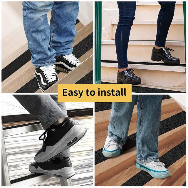 Alt view image 5 of 7 - Heavy Duty Anti Slip Tape 80 Grit Non Slip for Stairs Outdoor/Indoor, Waterproof High Traction Stairs Non Skid Treads, Durable Triple Layer Adhesive - Black (1 Inch x 20 Feet)