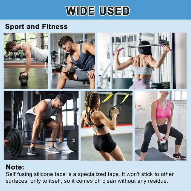 Alt view image 5 of 7 - Grip Tape Silicone Rubber Grip Tape Fusion Water-Resistan Tape for HandlePull Up Bar, Barbells, Dumbbells, Lacrosse, Sport Equipments and Tools Pink