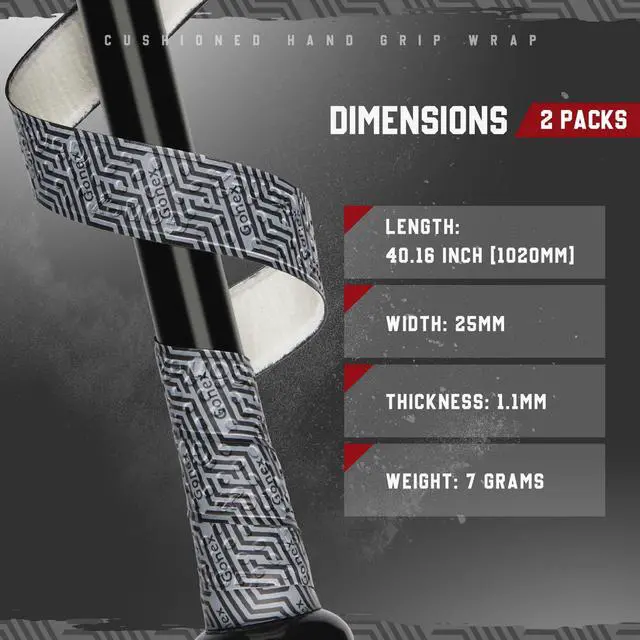 Alt view image 5 of 7 - Bat Grip Tape for Baseball Softball, 1.1mm 40.16'' Pro Feel Full Adhesive Back Baseball Bat Grip, Black-Gray Wrap (2 Packs)