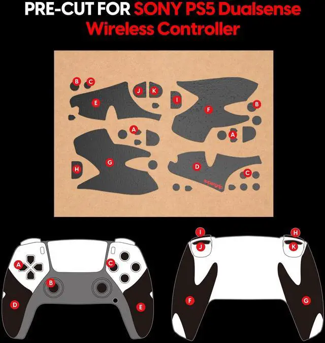 Alt view image 4 of 4 - SUPERGRIP Griptape Set for PS5 DualSense Controller Sweat Absorbing High Performance Anti Slip 3M Adhesive no Residue Controller Grip Tape Ultra-Thin 0.5mm (0.02in) Black