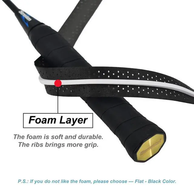 Alt view image 5 of 7 - New Rackets Grip Anti Slip Perforated Super Absorbent Tennis Badminton Pickleball Overgrip 5 Pack.