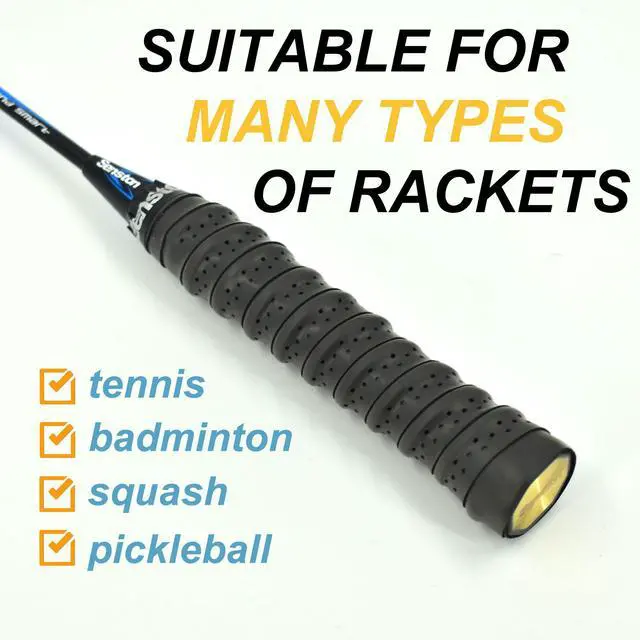 Alt view image 6 of 7 - New Rackets Grip Anti Slip Perforated Super Absorbent Tennis Badminton Pickleball Overgrip 5 Pack.