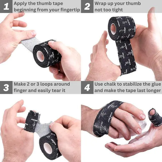 Alt view image 3 of 7 - Weightlifting Thumb Tape - Hook Grip Tape for Powerlifting, Cross Training, Gym Tape, Workout, Weight Lifting Tape, Athletic Finger Wrap (Mix V1 3 Rolls)