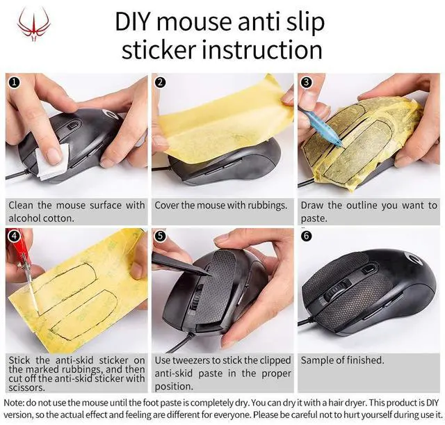 Alt view image 7 of 7 - New 2.0 DIY Version Mouse Anti Slip Grip Tape for Gaming Mouse Skins,Sweat Resistant,Cut to Fit,Easy to Apply,Professional Mice Upgrade Kit