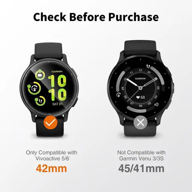 Alt view image 2 of 7 - Pack for Garmin Vivoactive 6 / Vivoactive 5 Screen Protector 42mm - Anti-Scratch, Self-Healing Soft TPU Screen Protector for Garmin Vivoactive 42mm, Bubble Free, HD Transparent, Touch Sensitive