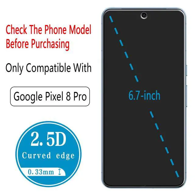 Alt view image 3 of 7 - Pack Tempered Glass Screen Protector for Google Pixel 8 Pro
