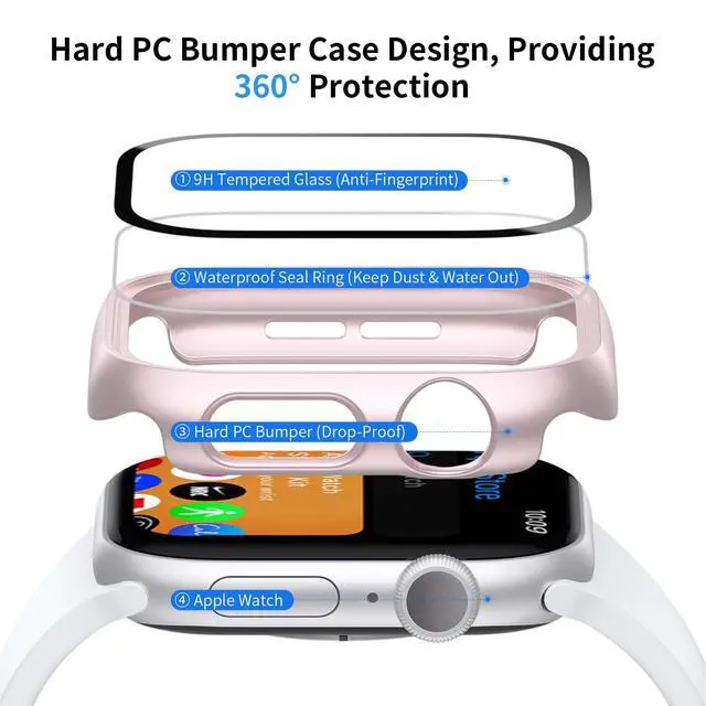 Alt view image 2 of 7 - Pack Case with Tempered Glass Screen Protector for Apple Watch Series 11 Series 10 46mm, Scratch Resistant Full Protective Hard PC Bumper Cover for iWatch 46mm