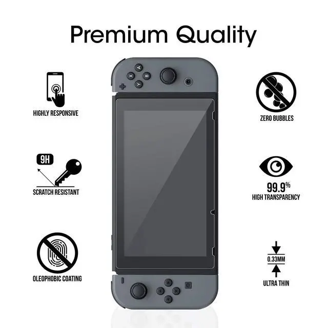 Alt view image 4 of 5 - Tempered Glass Screen Protector for Nintendo Switch 2017 (2-Pack)
