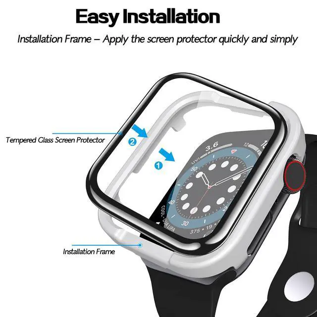 Alt view image 6 of 7 - Tempered Glass Screen Protector for Apple Watch Series 6/SE/5/4, 3D Curved Edge Full Coverage Protective Cover, Anti-Scratch 9H Hardness Bubble-Free HD Clear Film for Apple Watch 44mm