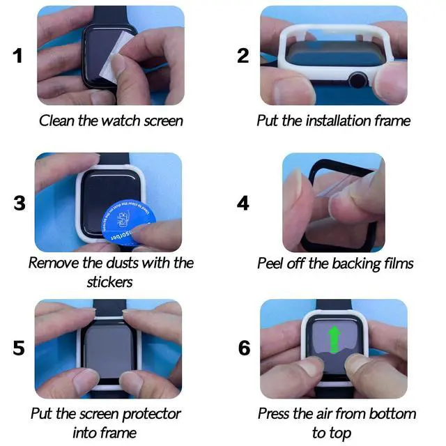 Alt view image 7 of 7 - Tempered Glass Screen Protector for Apple Watch Series 6/SE/5/4, 3D Curved Edge Full Coverage Protective Cover, Anti-Scratch 9H Hardness Bubble-Free HD Clear Film for Apple Watch 44mm