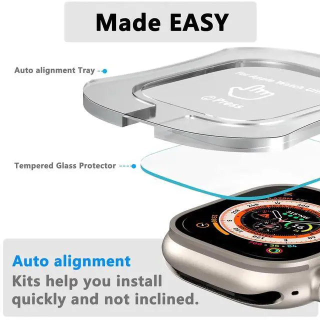 Alt view image 2 of 6 - Pack Tempered Glass Screen Protector with Auto-alignment Installation Frame Compatible with Apple Watch Ultra 3/Ultra 2 /Ultra Screen Protector 49mm, Waterproof HD Film for iWatch Ultra Clear