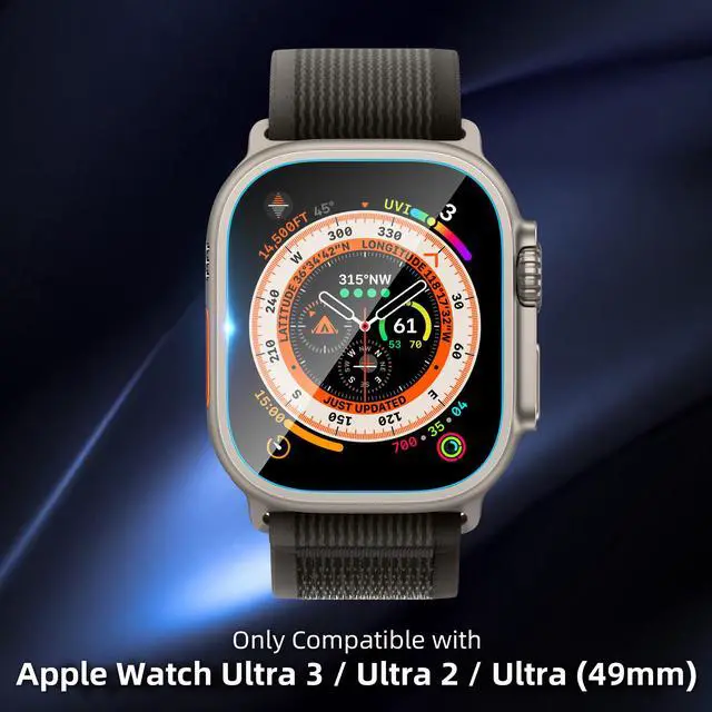 Alt view image 3 of 6 - Pack Tempered Glass Screen Protector with Auto-alignment Installation Frame Compatible with Apple Watch Ultra 3/Ultra 2 /Ultra Screen Protector 49mm, Waterproof HD Film for iWatch Ultra Clear