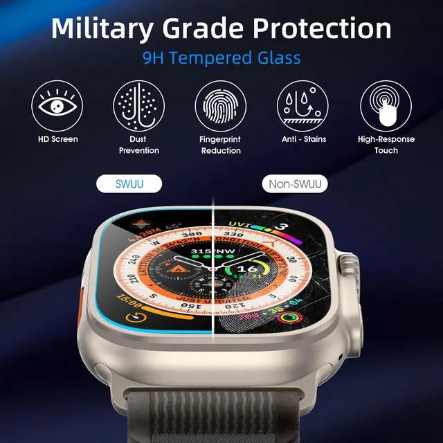 Alt view image 4 of 6 - Pack Tempered Glass Screen Protector with Auto-alignment Installation Frame Compatible with Apple Watch Ultra 3/Ultra 2 /Ultra Screen Protector 49mm, Waterproof HD Film for iWatch Ultra Clear